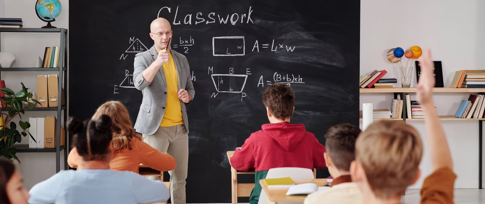 Teacher guiding students through transition planning
